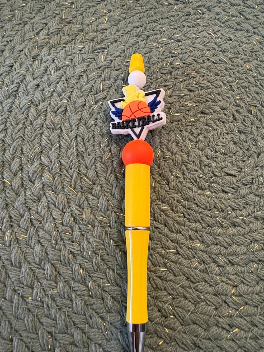 Yellow Basketball-Themed Silicone Kids Pen with Red Accent - Unbranded